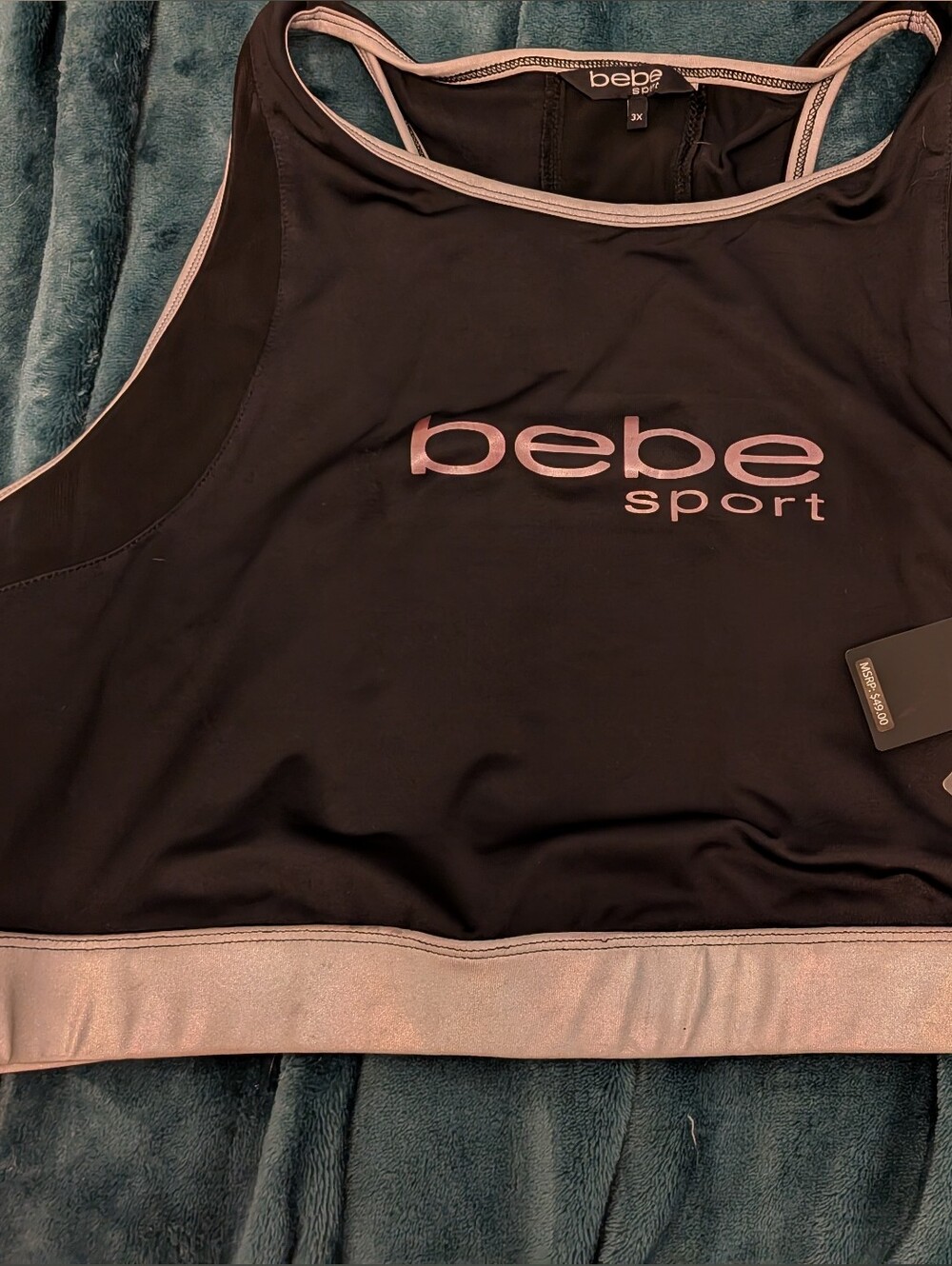 bebe Sport Women's Black & Silver Sports Bra